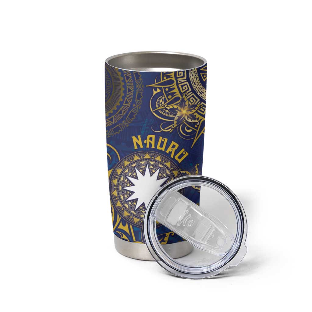 Personalised Nauru Tumbler Cup Hibiscus Polynesian Tribal Pattern