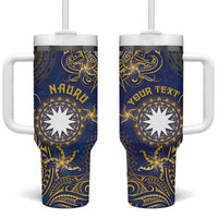 Personalised Nauru Tumbler With Handle Hibiscus Polynesian Tribal Pattern