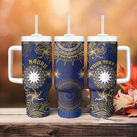 Personalised Nauru Tumbler With Handle Hibiscus Polynesian Tribal Pattern