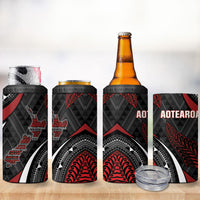 Aotearoa New Zealand Native Birds Map 4 in 1 Can Cooler Tumbler Silver Fern Tribal Pattern DT05 - Polynesian Pride