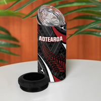 Aotearoa New Zealand Native Birds Map 4 in 1 Can Cooler Tumbler Silver Fern Tribal Pattern DT05 - Polynesian Pride