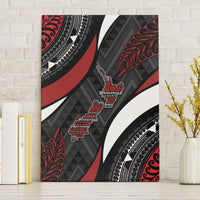 Aotearoa New Zealand Native Birds Map Canvas Wall Art Silver Fern Tribal Pattern DT05 Without Frame Red - Polynesian Pride