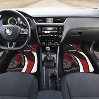 Aotearoa New Zealand Native Birds Map Car Mats Silver Fern Tribal Pattern DT05 Set 2pcs - Front Red - Polynesian Pride