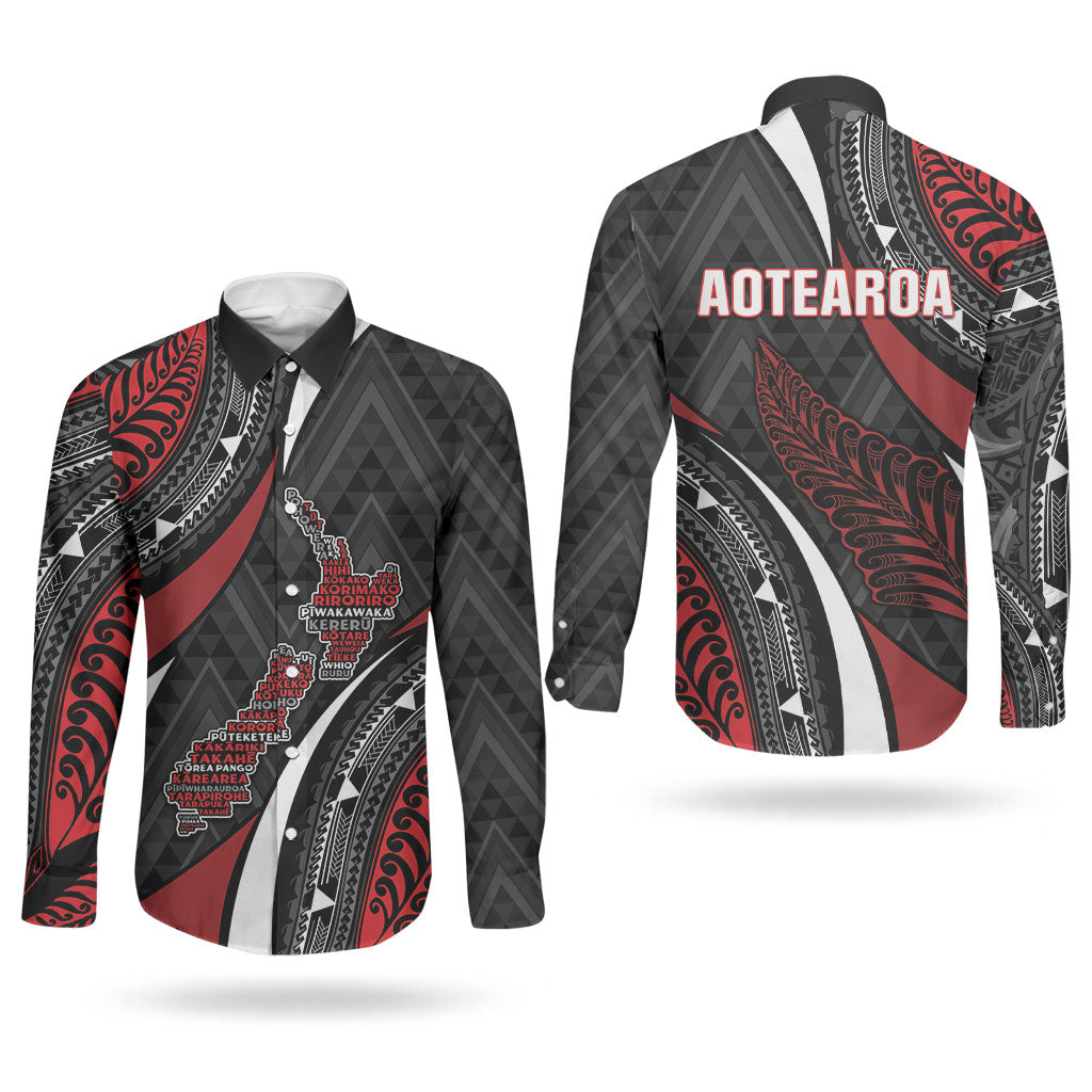 Aotearoa New Zealand Native Birds Map Couples Matching Mermaid Dress and Long Sleeve Button Shirt Silver Fern Tribal Pattern DT05 - Polynesian Pride