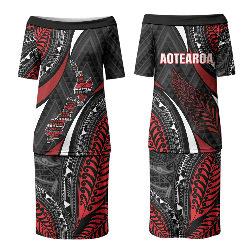 Aotearoa New Zealand Native Birds Map Couples Matching Puletasi and Hawaiian Shirt Silver Fern Tribal Pattern DT05 - Polynesian Pride