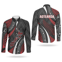 Aotearoa New Zealand Native Birds Map Couples Matching Summer Maxi Dress and Long Sleeve Button Shirt Silver Fern Tribal Pattern DT05 - Polynesian Pride