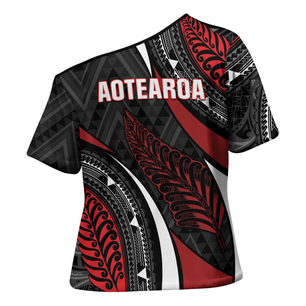 Aotearoa New Zealand Native Birds Map Cross Shoulder Shirt Silver Fern Tribal Pattern DT05 - Polynesian Pride