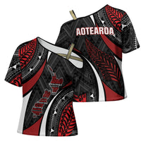 Aotearoa New Zealand Native Birds Map Cross Shoulder Shirt Silver Fern Tribal Pattern DT05 - Polynesian Pride
