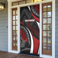 Aotearoa New Zealand Native Birds Map Door Cover Silver Fern Tribal Pattern DT05 - Polynesian Pride
