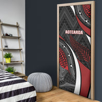 Aotearoa New Zealand Native Birds Map Door Cover Silver Fern Tribal Pattern DT05 - Polynesian Pride
