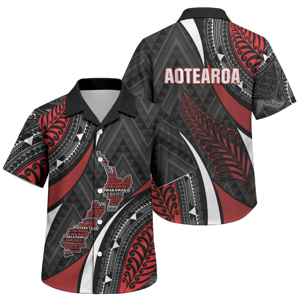 Aotearoa New Zealand Native Birds Map Family Matching Long Sleeve Bodycon Dress and Hawaiian Shirt Silver Fern Tribal Pattern DT05 Son's Shirt Red - Polynesian Pride