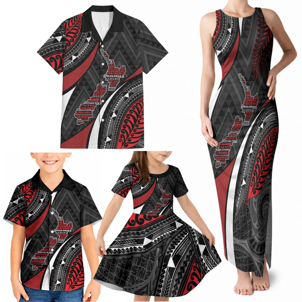 Aotearoa New Zealand Native Birds Map Family Matching Tank Maxi Dress and Hawaiian Shirt Silver Fern Tribal Pattern DT05 - Polynesian Pride