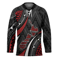 Aotearoa New Zealand Native Birds Map Hockey Jersey Silver Fern Tribal Pattern DT05 Unisex Red - Polynesian Pride