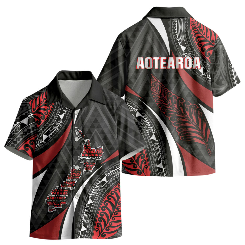 Aotearoa New Zealand Native Birds Map Kid Hawaiian Shirt Silver Fern Tribal Pattern DT05 - Polynesian Pride