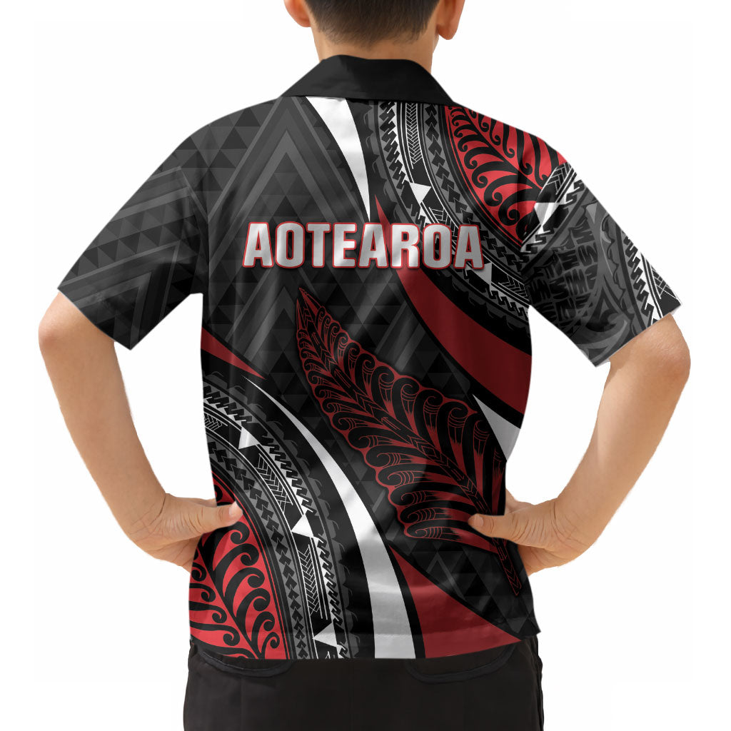 Aotearoa New Zealand Native Birds Map Kid Hawaiian Shirt Silver Fern Tribal Pattern DT05 - Polynesian Pride