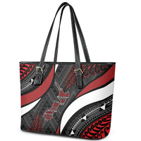 Aotearoa New Zealand Native Birds Map Leather Tote Bag Silver Fern Tribal Pattern DT05 - Polynesian Pride