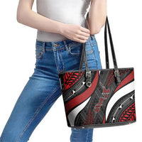 Aotearoa New Zealand Native Birds Map Leather Tote Bag Silver Fern Tribal Pattern DT05 - Polynesian Pride