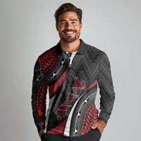 Aotearoa New Zealand Native Birds Map Long Sleeve Polo Shirt Silver Fern Tribal Pattern DT05 - Polynesian Pride