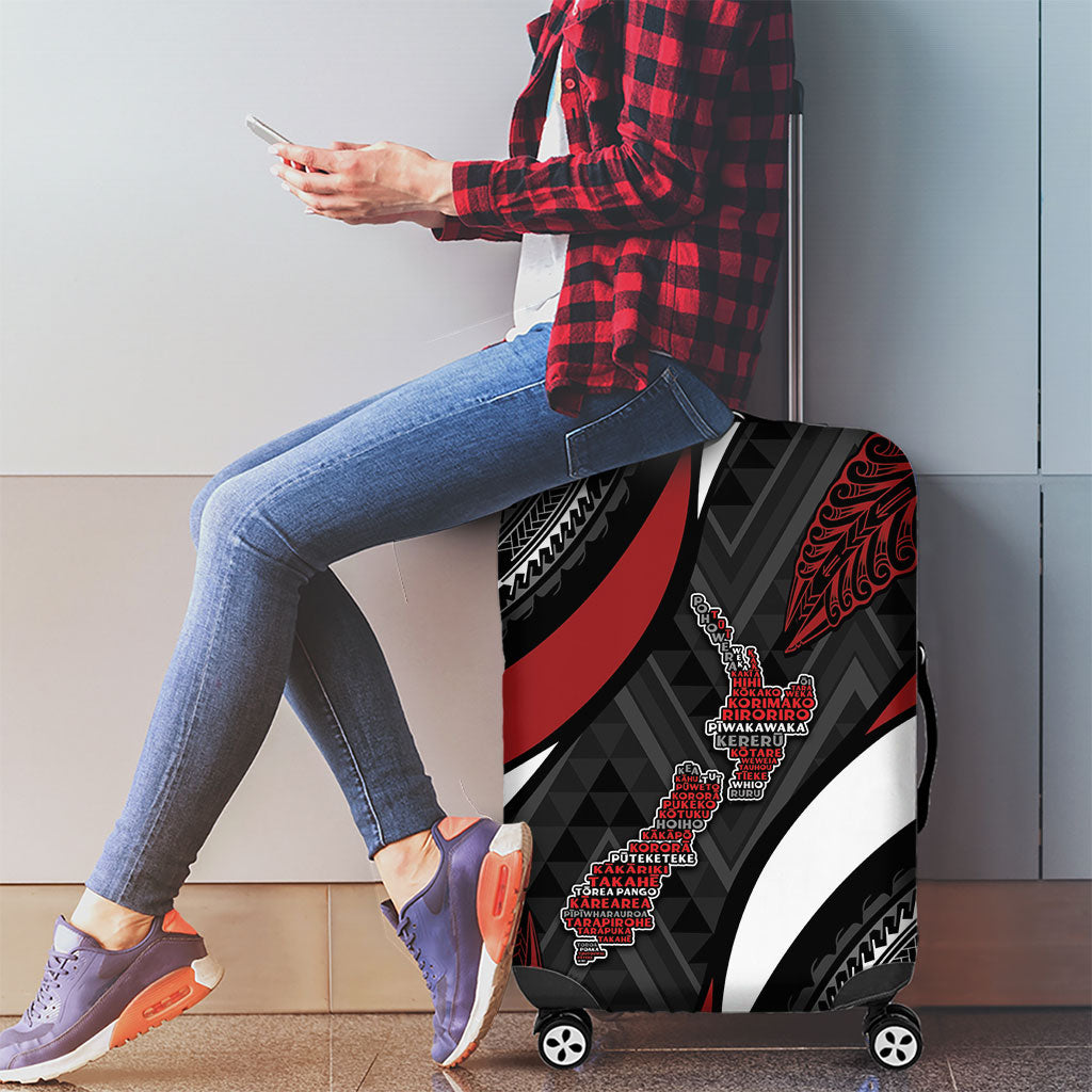 Aotearoa New Zealand Native Birds Map Luggage Cover Silver Fern Tribal Pattern DT05 - Polynesian Pride