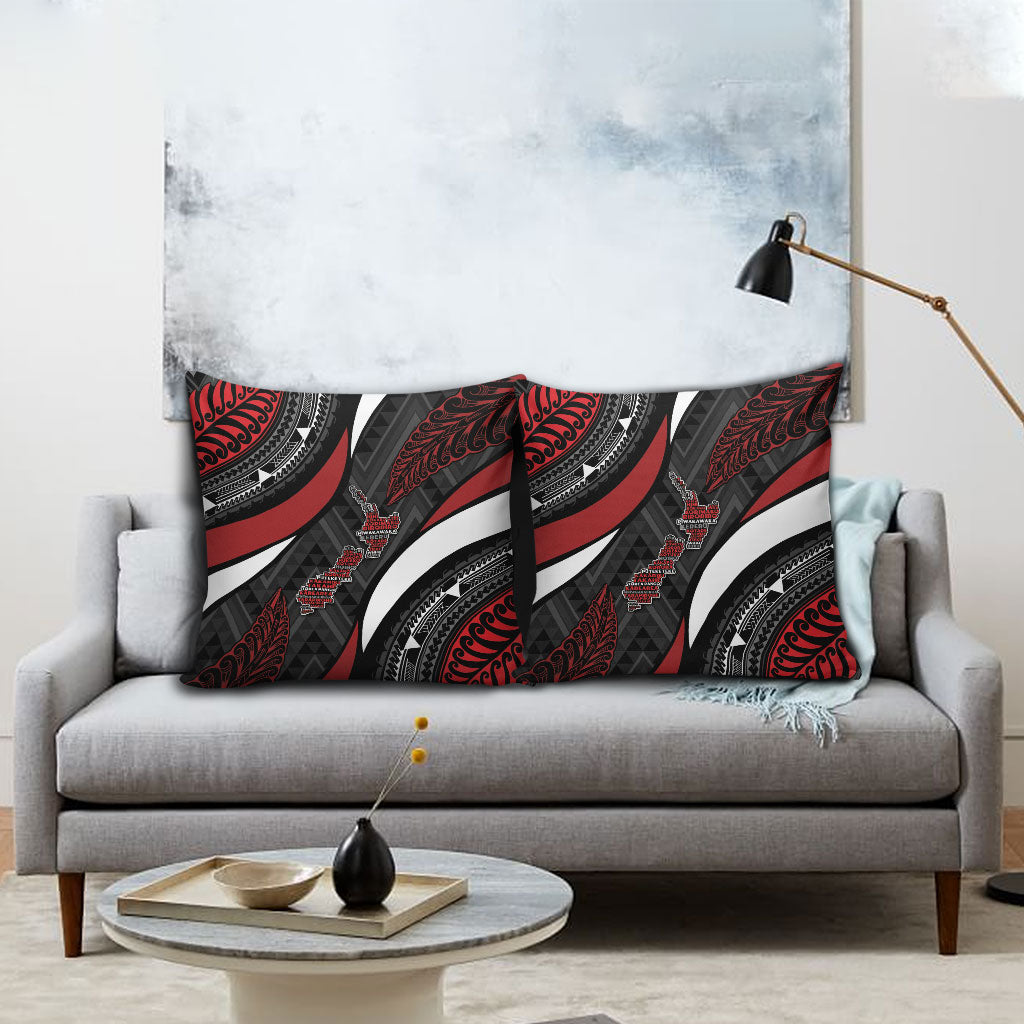 Aotearoa New Zealand Native Birds Map Pillow Cover Silver Fern Tribal Pattern DT05 - Polynesian Pride