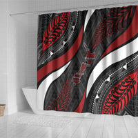Aotearoa New Zealand Native Birds Map Shower Curtain Silver Fern Tribal Pattern DT05 - Polynesian Pride