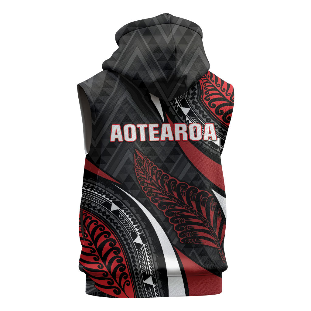 Aotearoa New Zealand Native Birds Map Sleeveless Hoodie Silver Fern Tribal Pattern DT05 - Polynesian Pride