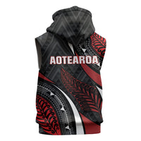Aotearoa New Zealand Native Birds Map Sleeveless Hoodie Silver Fern Tribal Pattern DT05 - Polynesian Pride