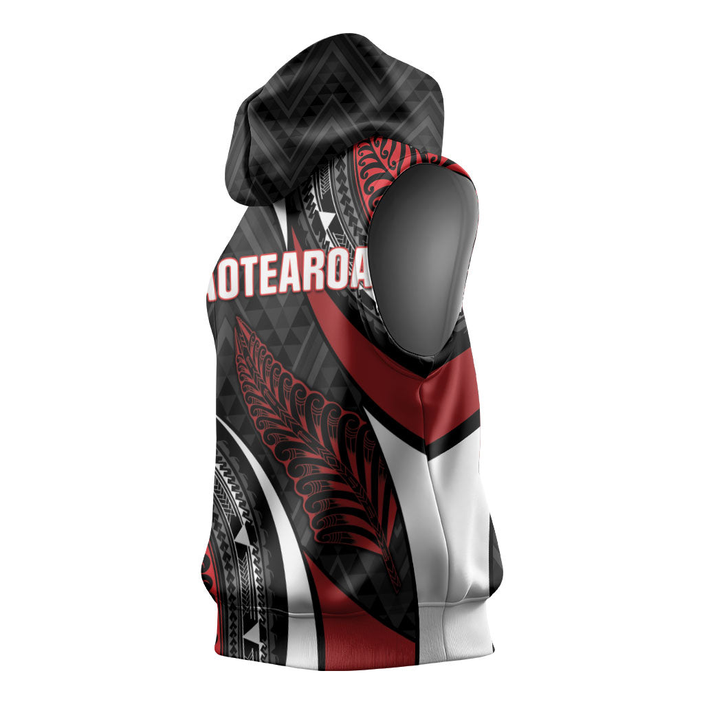 Aotearoa New Zealand Native Birds Map Sleeveless Hoodie Silver Fern Tribal Pattern DT05 - Polynesian Pride
