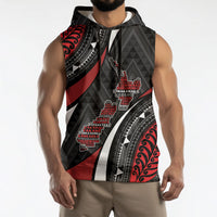Aotearoa New Zealand Native Birds Map Sleeveless Hoodie Silver Fern Tribal Pattern DT05 - Polynesian Pride