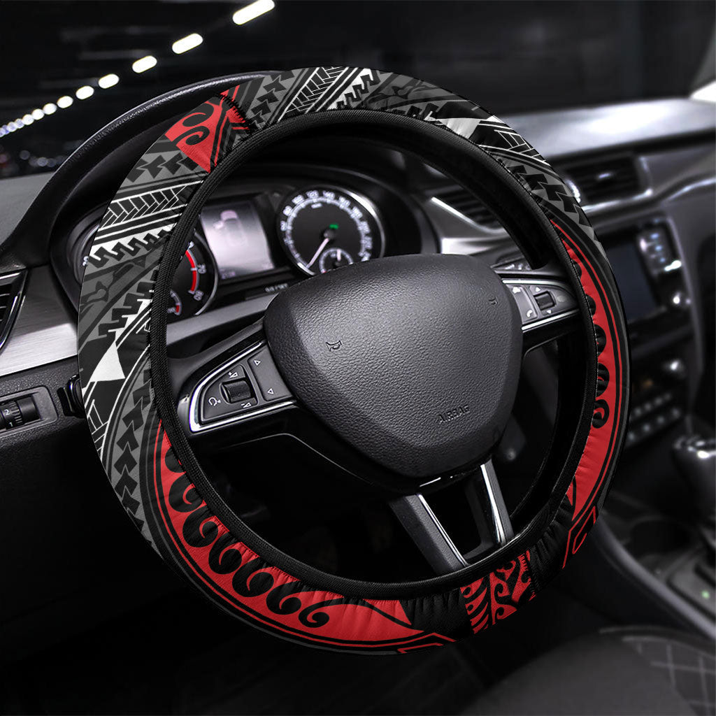Aotearoa New Zealand Native Birds Map Steering Wheel Cover Silver Fern Tribal Pattern