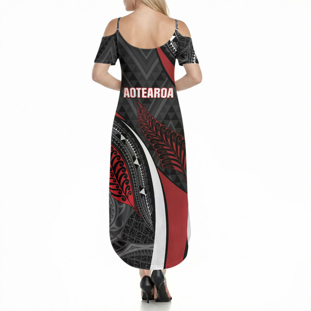 Aotearoa New Zealand Native Birds Map Summer Maxi Dress Silver Fern Tribal Pattern DT05 - Polynesian Pride