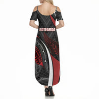 Aotearoa New Zealand Native Birds Map Summer Maxi Dress Silver Fern Tribal Pattern DT05 - Polynesian Pride