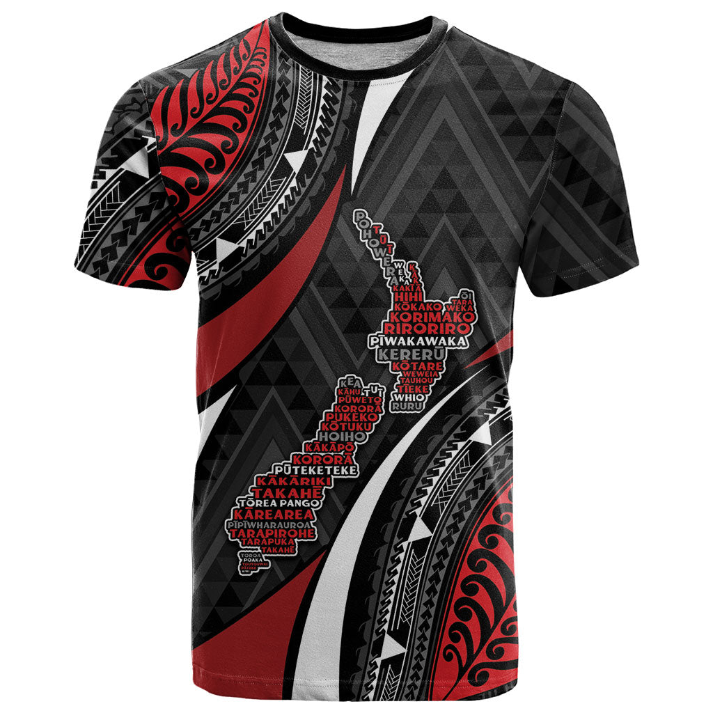 Aotearoa New Zealand Native Birds Map T Shirt Silver Fern Tribal Pattern