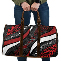 Aotearoa New Zealand Native Birds Map Travel Bag Silver Fern Tribal Pattern DT05 Red - Polynesian Pride