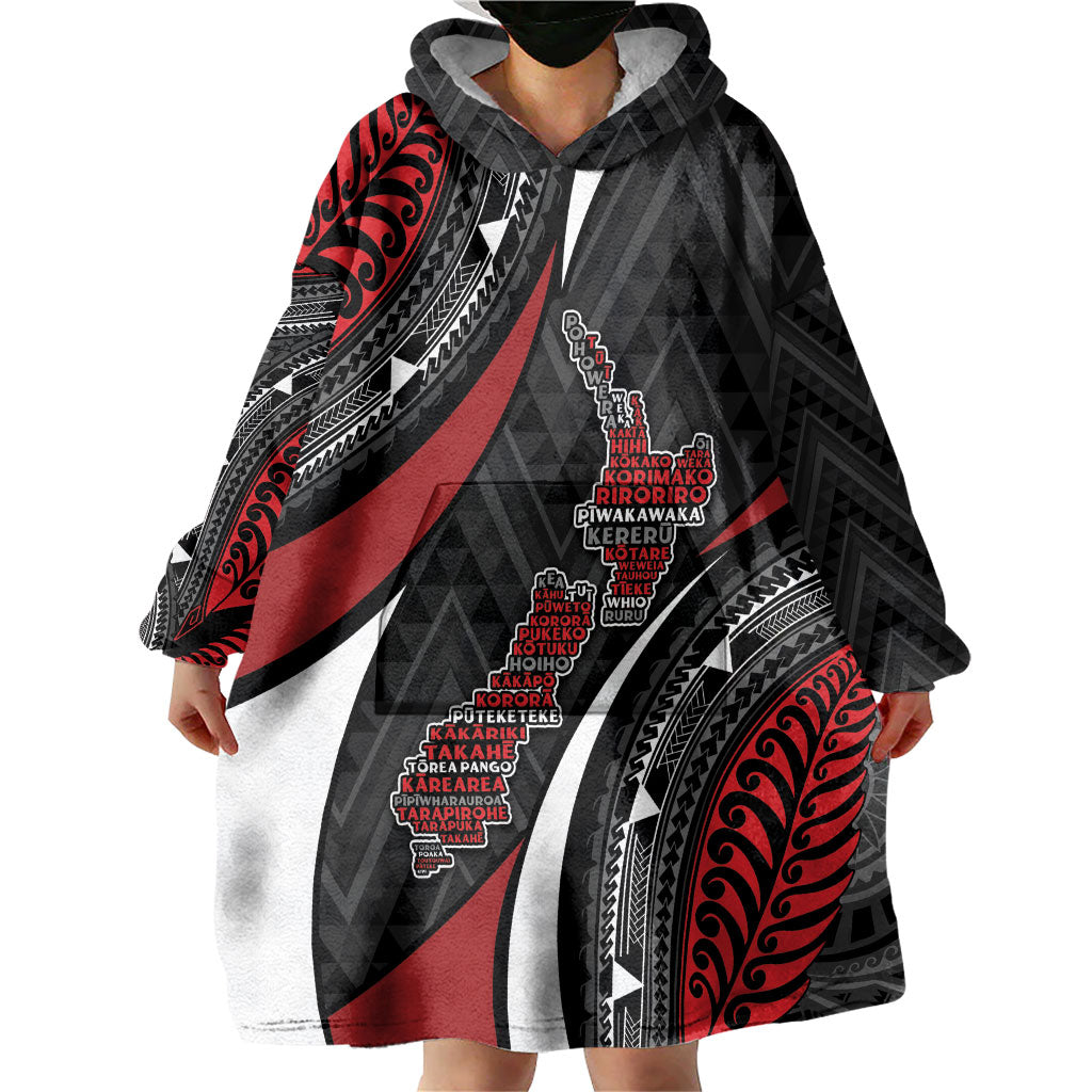 Aotearoa New Zealand Native Birds Map Wearable Blanket Hoodie Silver Fern Tribal Pattern DT05 - Polynesian Pride