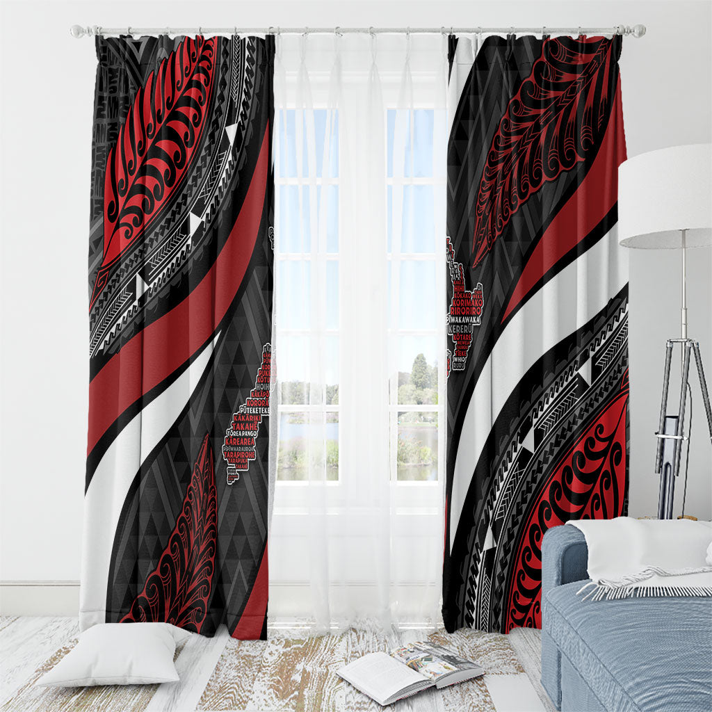 Aotearoa New Zealand Native Birds Map Window Curtain Silver Fern Tribal Pattern DT05 - Polynesian Pride