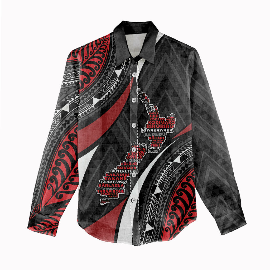 Aotearoa New Zealand Native Birds Map Women Casual Shirt Silver Fern Tribal Pattern DT05 - Polynesian Pride