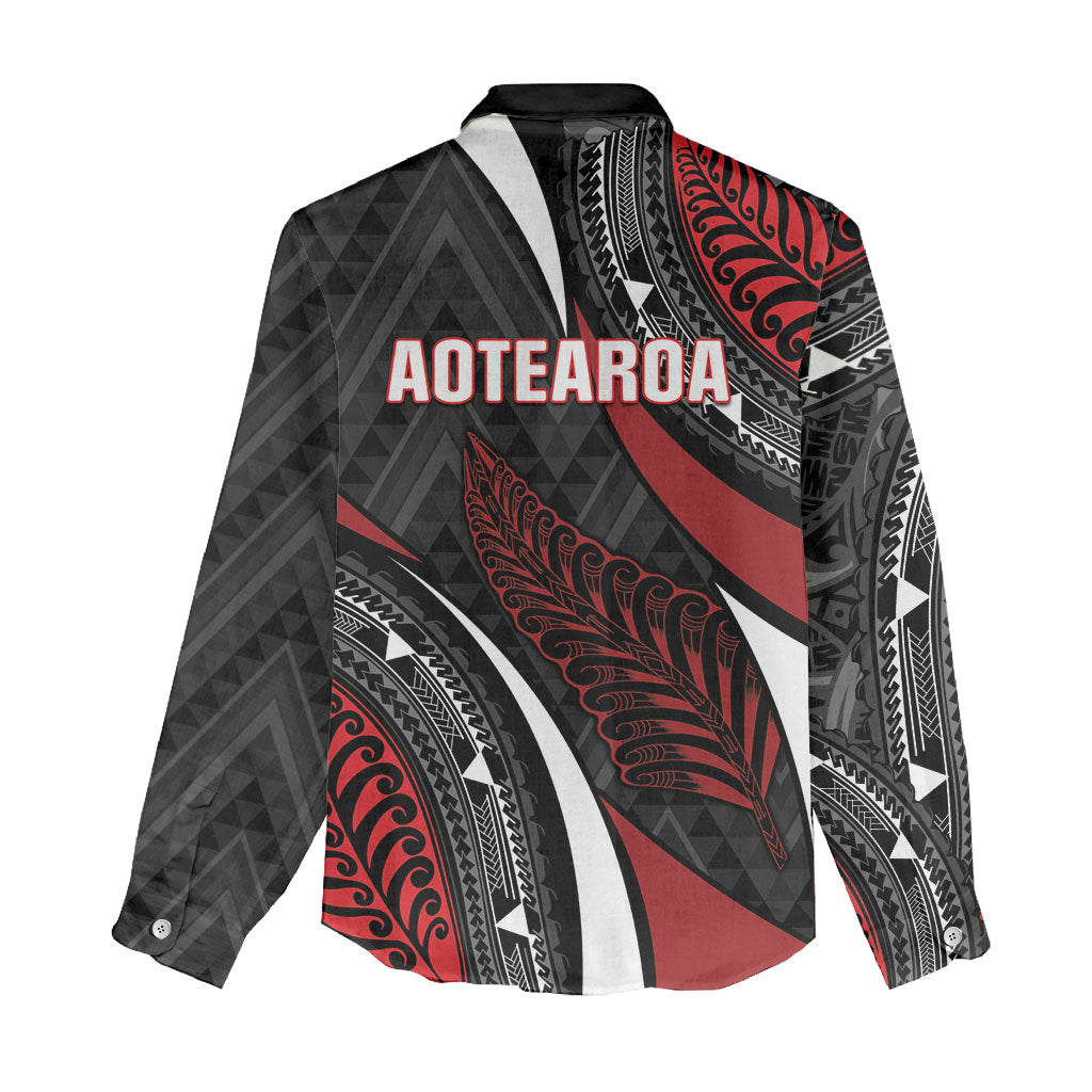 Aotearoa New Zealand Native Birds Map Women Casual Shirt Silver Fern Tribal Pattern DT05 - Polynesian Pride