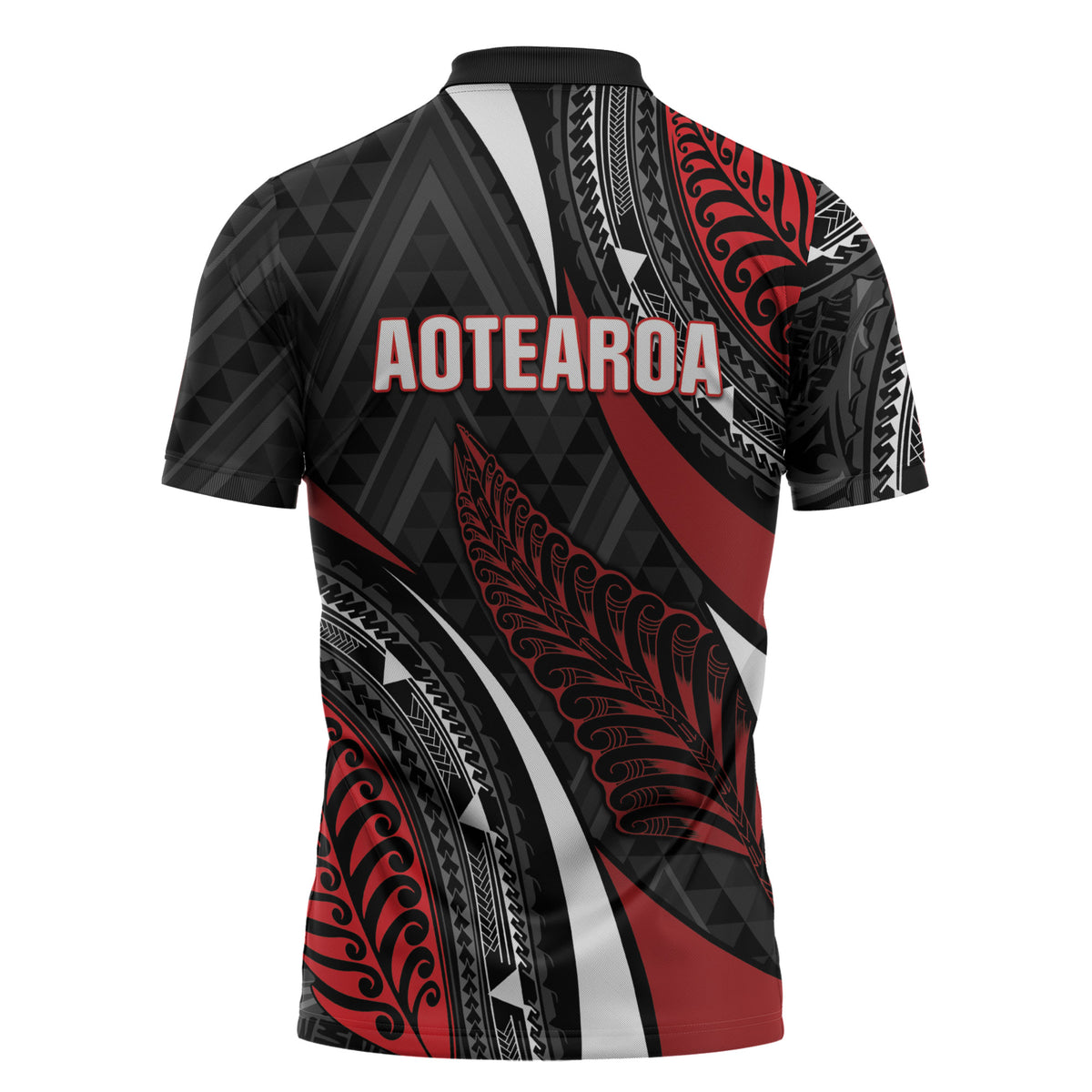 Aotearoa New Zealand Native Birds Map Zipper Polo Shirt Silver Fern Tribal Pattern DT05 - Polynesian Pride