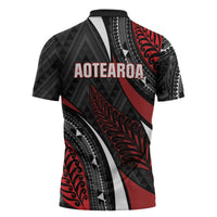 Aotearoa New Zealand Native Birds Map Zipper Polo Shirt Silver Fern Tribal Pattern DT05 - Polynesian Pride