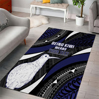 Personalised New Zealand Kiwi Area Rug Silver Fern Tribal Pattern DT05 - Polynesian Pride