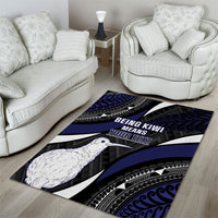 Personalised New Zealand Kiwi Area Rug Silver Fern Tribal Pattern DT05 - Polynesian Pride