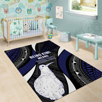 Personalised New Zealand Kiwi Area Rug Silver Fern Tribal Pattern DT05 - Polynesian Pride