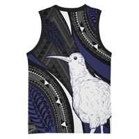 Personalised New Zealand Kiwi Basketball Jersey Silver Fern Tribal Pattern DT05 - Polynesian Pride