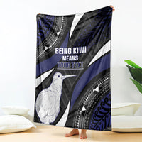 Personalised New Zealand Kiwi Blanket Silver Fern Tribal Pattern DT05 - Polynesian Pride