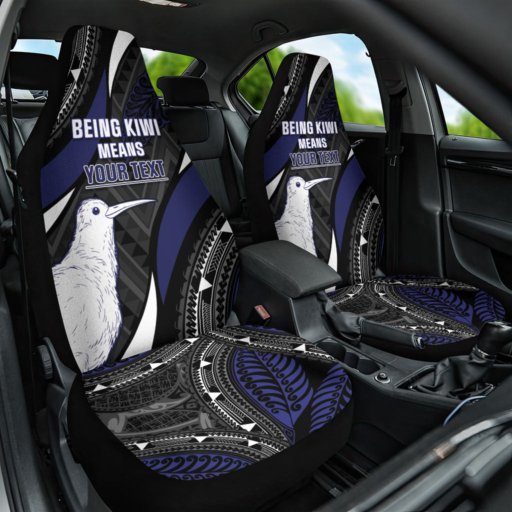 Personalised New Zealand Kiwi Car Seat Cover Silver Fern Tribal Pattern DT05 One Size Navy - Polynesian Pride