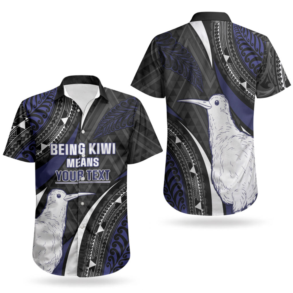 Personalised New Zealand Kiwi Couples Matching Short Sleeve Bodycon Dress and Hawaiian Shirt Silver Fern Tribal Pattern DT05 - Polynesian Pride
