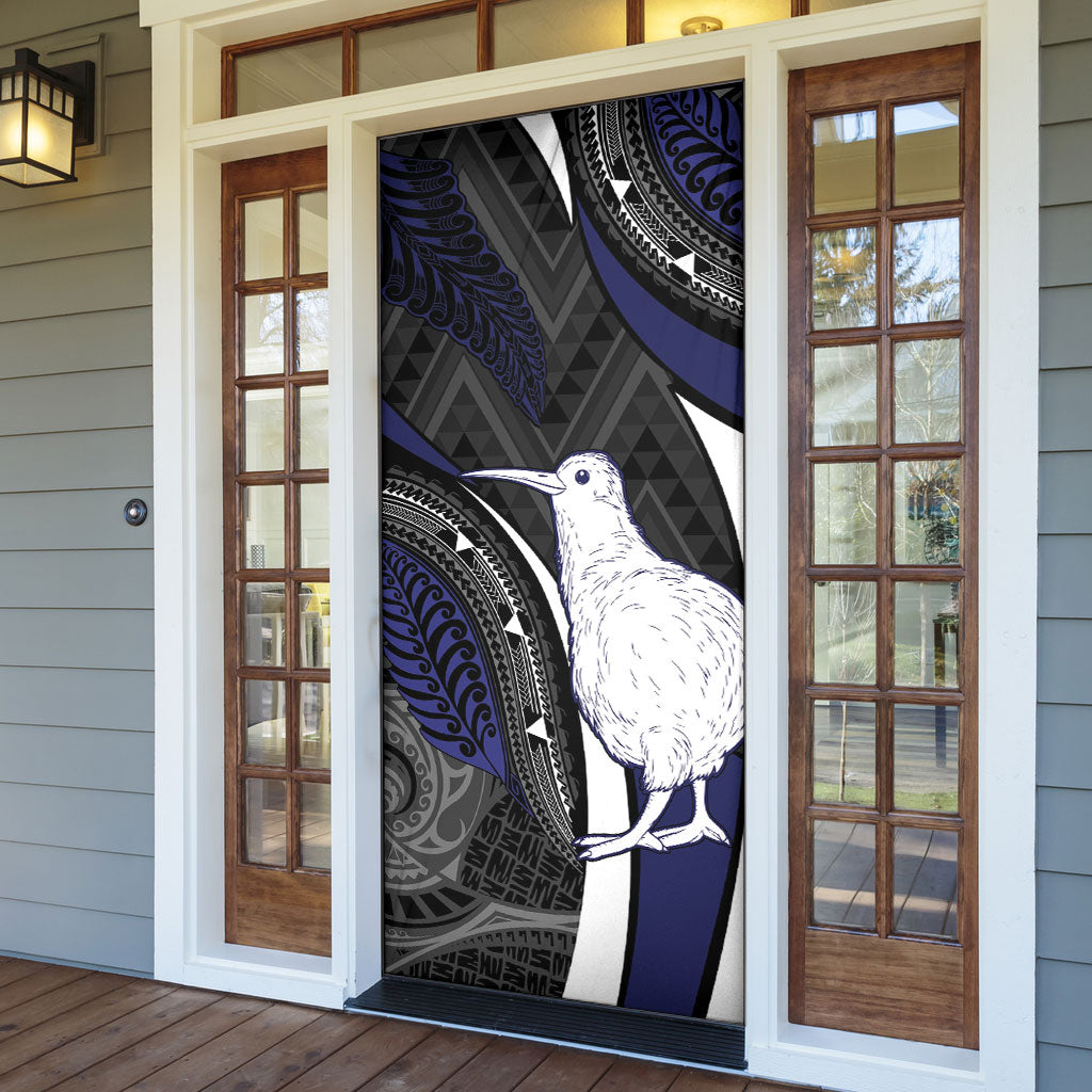 New Zealand Kiwi Door Cover Silver Fern Tribal Pattern DT05 - Polynesian Pride