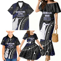 Personalised New Zealand Kiwi Family Matching Mermaid Dress and Hawaiian Shirt Silver Fern Tribal Pattern DT05 - Polynesian Pride