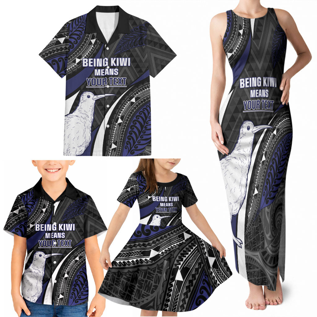 Personalised New Zealand Kiwi Family Matching Tank Maxi Dress and Hawaiian Shirt Silver Fern Tribal Pattern DT05 - Polynesian Pride
